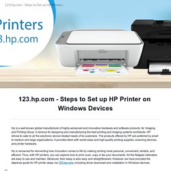 123.hp.com - Steps to Set up HP Printer on Windows Devices