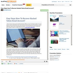 Easy Steps how to Recover Hacked Yahoo Email Account?