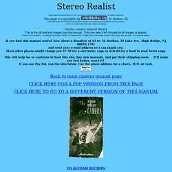Stereo Realist camera manual, user manual