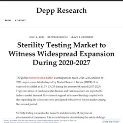 Sterility Testing Market to Witness Widespread Expansion During 2020-2027
