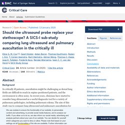 Should the ultrasound probe replace your stethoscope? A SICS-I sub-study comparing lung ultrasound and pulmonary auscultation in the critically ill