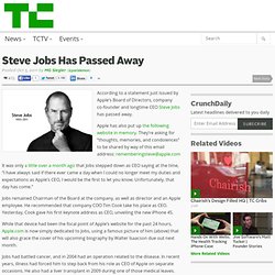 Steve Jobs Has Passed Away
