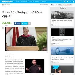 BREAKING: Steve Jobs Resigns as CEO of Apple