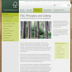 Forest Stewardship Council ® · Principles and Criteria