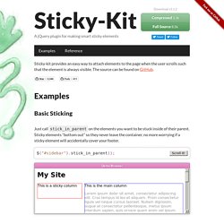 jQuery plugin for sticky elements