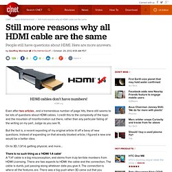 Still more reasons why all HDMI cable are the same