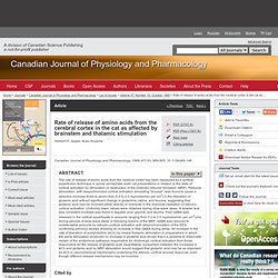 Rate of release of amino acids from the cerebral cortex in the cat as affected by brainstem and thalamic stimulation - Canadian Journal of Physiology and Pharmacology