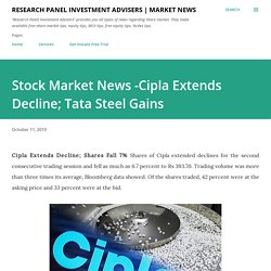 Stock Market News -Cipla Extends Decline; Tata Steel Gains
