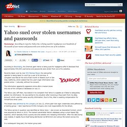 Yahoo sued over stolen usernames and passwords
