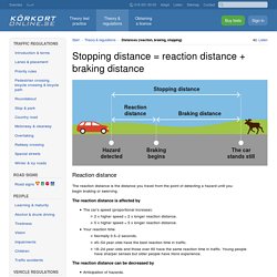 Stopping distance, reaction distance and braking distance