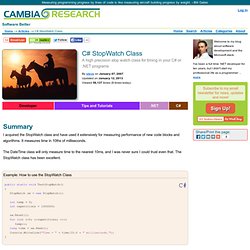 C# StopWatch Class