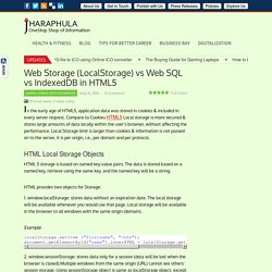 Web Storage (LocalStorage) vs Web SQL vs IndexedDB in HTML5