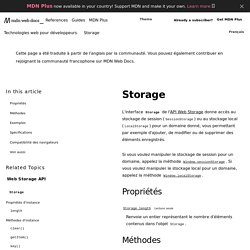 Storage - Référence Web API