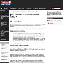 2013 Predictions for Online Backup and Recovery