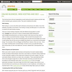 stories » ONLINE BUSINESS, WEB HOSTING AND SEO