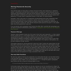 Storing Passwords Securely