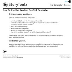 StoryToolz : How To Use the Random Conflict Generator