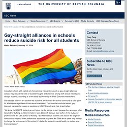 Gay-straight alliances in schools reduce suicide risk for all students