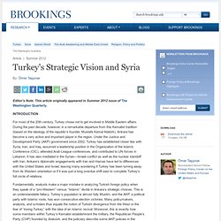 Turkey's Strategic Vision and Syria