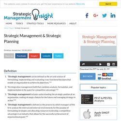 Strategic Management & Strategic Planning
