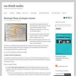Strategic Plans: A simple version