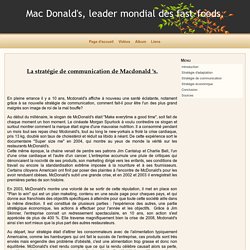 - Mac Donald's, leader mondial des fast-foods.