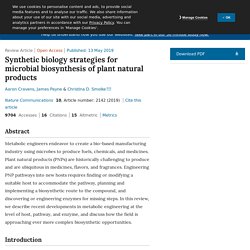 NATURE 13/05/19 Synthetic biology strategies for microbial biosynthesis of plant natural products