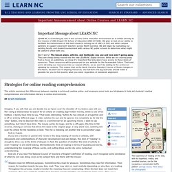 Strategies for online reading comprehension