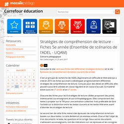 Stratégies de compréhension de lecture - Fiches 5e année (Ensemble de scénarios de l'ADEL - UQAM)