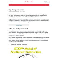 Siop Strategies Checklist - CraftsmanDay