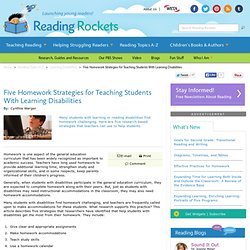 Five Homework Strategies for Teaching Students With Learning Disabilities