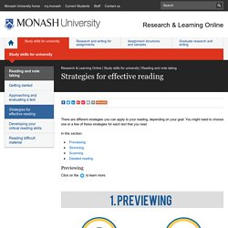 Strategies for effective reading - Research & Learning Online