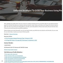 Different Strategies To Grow Your Business Using Pinterest Marketing - eGoodMedia
