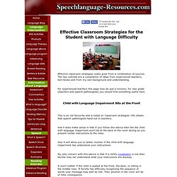 effective classroom strategies for teachers of children with language impairment