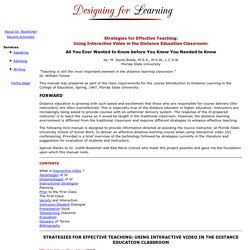 Strategies for Effective Teaching: Using Interactive Video in the Distance Education Classroom