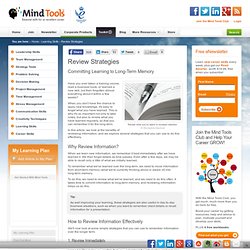 Review Strategies - Learning Skills from MindTools