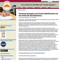 Teaching Strategies and Content Modifications for the Child with Deaf-Blindness