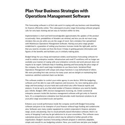 Plan Your Business Strategies with Operations Management Software