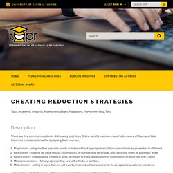 Cheating Reduction Strategies - Teaching Online Pedagogical Repository