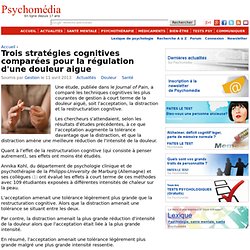 Trois stratégies cognitives comparées pour la régulation d'une douleur aigue