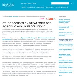 Study focuses on strategies for achieving goals, resolutions — Dominican University of California