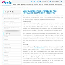 Marketing Strategies for Hotel and Restaurant Industry