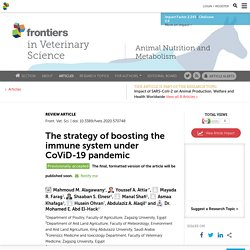 FRONT. VET. SCI. 24/08/20 The strategy of boosting the immune system under CoViD-19 pandemic