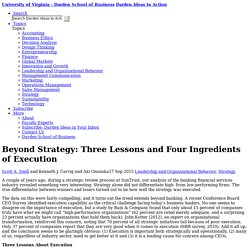 Beyond Strategy: Three Lessons and Four Ingredients of Execution