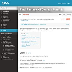 Final Fantasy XII/Damage Formula — StrategyWiki, the free strategy guide and walkthrough wiki