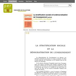 La stratification sociale et la démocratisation de l'enseignement