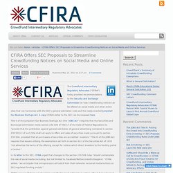 Offers SEC Proposals to Streamline Crowdfunding Notices on Social Media and Online Services « CFIRA
