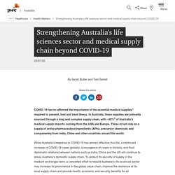 Strengthening Australia's life sciences sector and medical supply chain beyond COVID-19