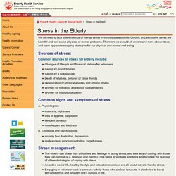 Sources of Stress in the Elderly