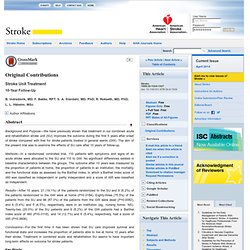 Stroke Unit Treatment : 10-Year Follow-Up